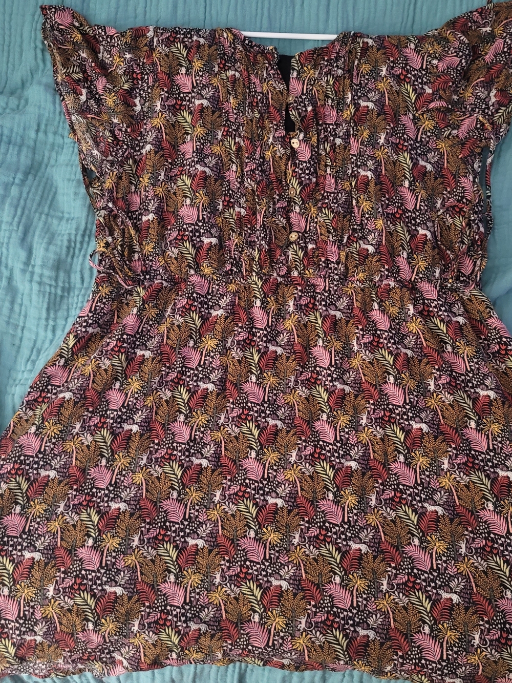 Loft jungle safari monkey & leopard print Dress - Pink, Mustard & Black xlp